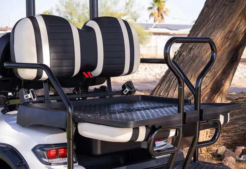 Rear seat folded down into a flat cargo deck
