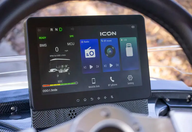 Touchscreen menu with camera, media and phone controls